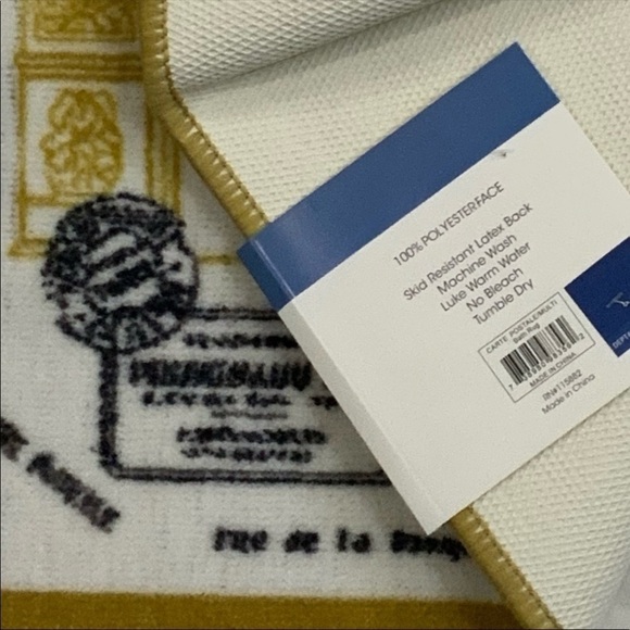 Paris Eiffel Tower French Bath Mat Rug Rectangle White Gold 20 X 32 in - Picture 3 of 14